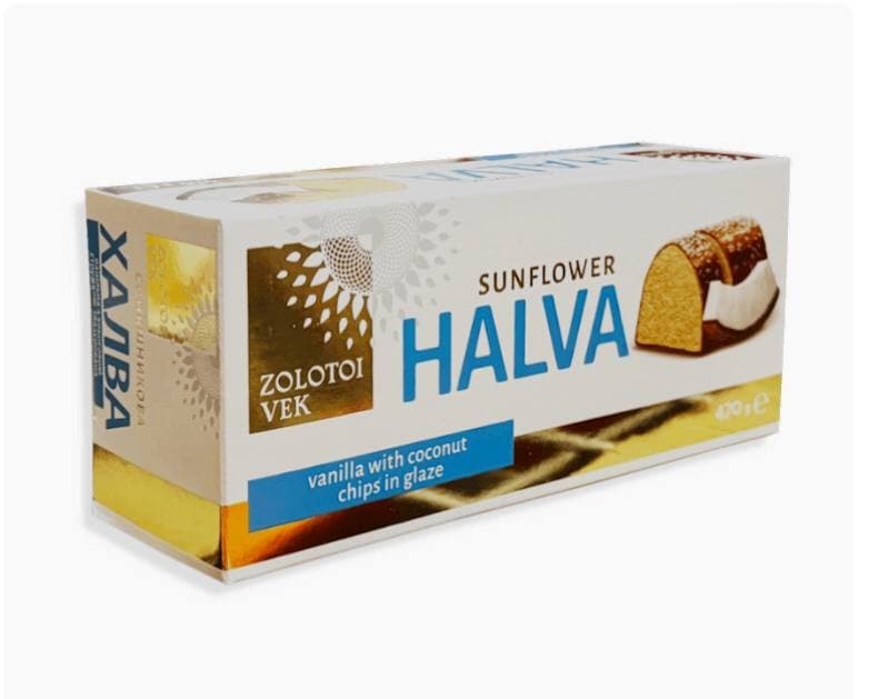 GLAZED HALVA ROLL SUNFLOWER W/COCONUT 14/470G ZOLOTOY VEK