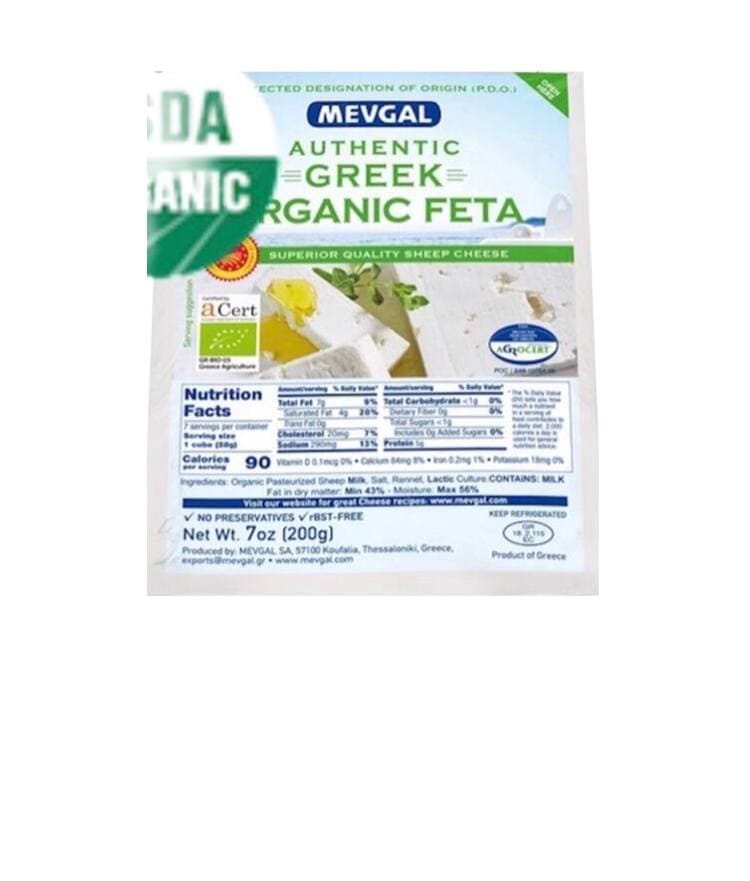 MEVGAL ORGANIC GREEN FETA 12/200GR