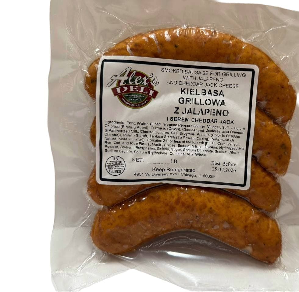 DELI -  SMOKED SAUSAGE FOR GRILLING W/JALAPENO AND CHEDDAR JACK CHEESEE / KIELBASA GRILLOWA Z JALAPENO / LB